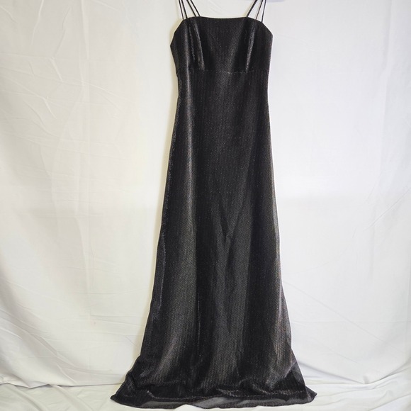 Vtg 80s Nadine Metallic Shimmering Chevron Gown, Black, Juniors 5, Style 1133 - Picture 10 of 16